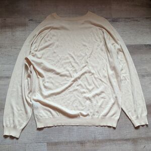Austin Reed London Mens Cream V-Neck Sweater XL 55% Silk 45% Cotton